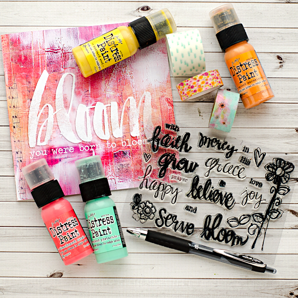 Washi Tape Masking Tutorials by Heather Greenwood using the Illustrated Faith Bloom Kit with Stephanie Ackerman