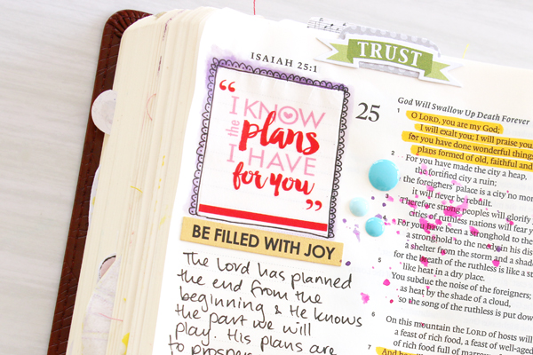 Natalie Elphinstone | I Know The Plans | Bible Journaling | washi tape, stamping, journaling | Illustrated Faith Genesis Collection by Bella Blvd