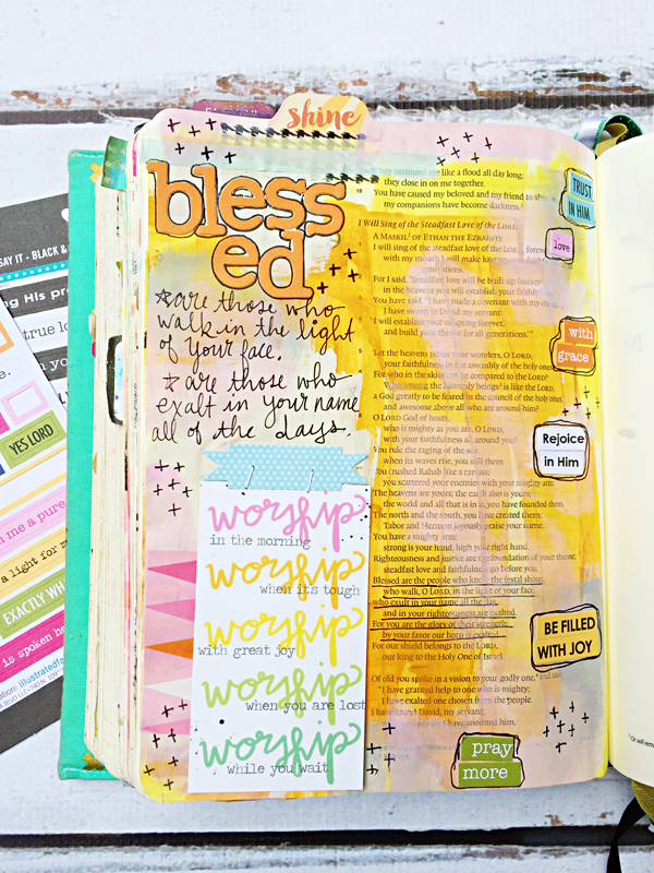 Janel MacLean | Shine | One Little Word® | Illustrated Faith Genesis Collection by Bella Blvd | mixed media art journaling Bible