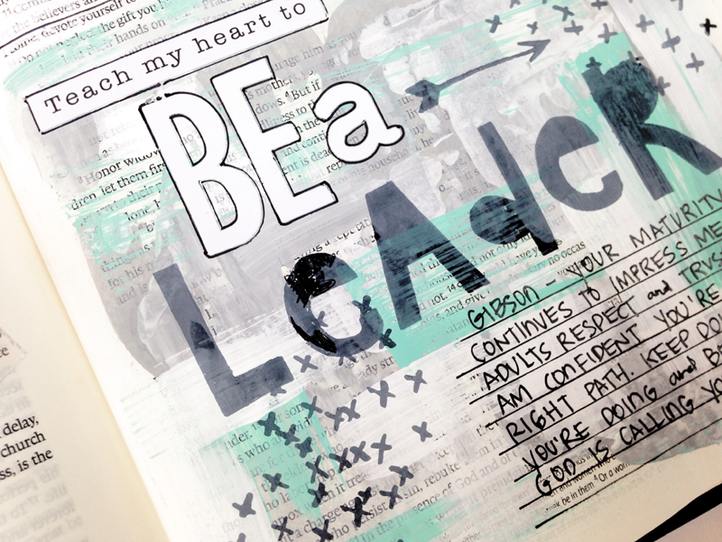 Andrea shares her mixed media art journaling Bible with us and the importance of prayinng over our kids and their future | process video | I Timothy 4:12