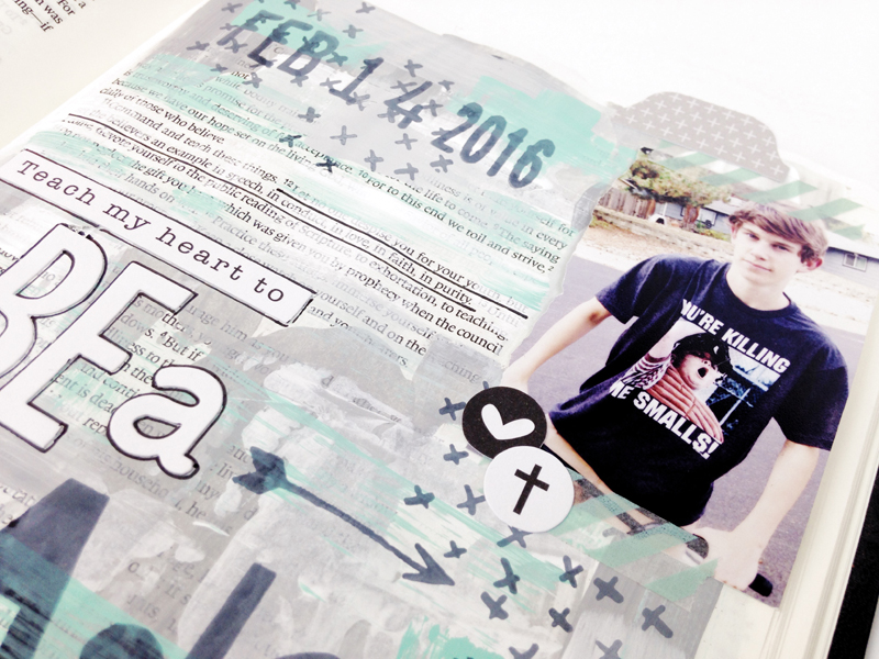 Andrea shares her mixed media art journaling Bible with us and the importance of prayinng over our kids and their future | process video | I Timothy 4:12