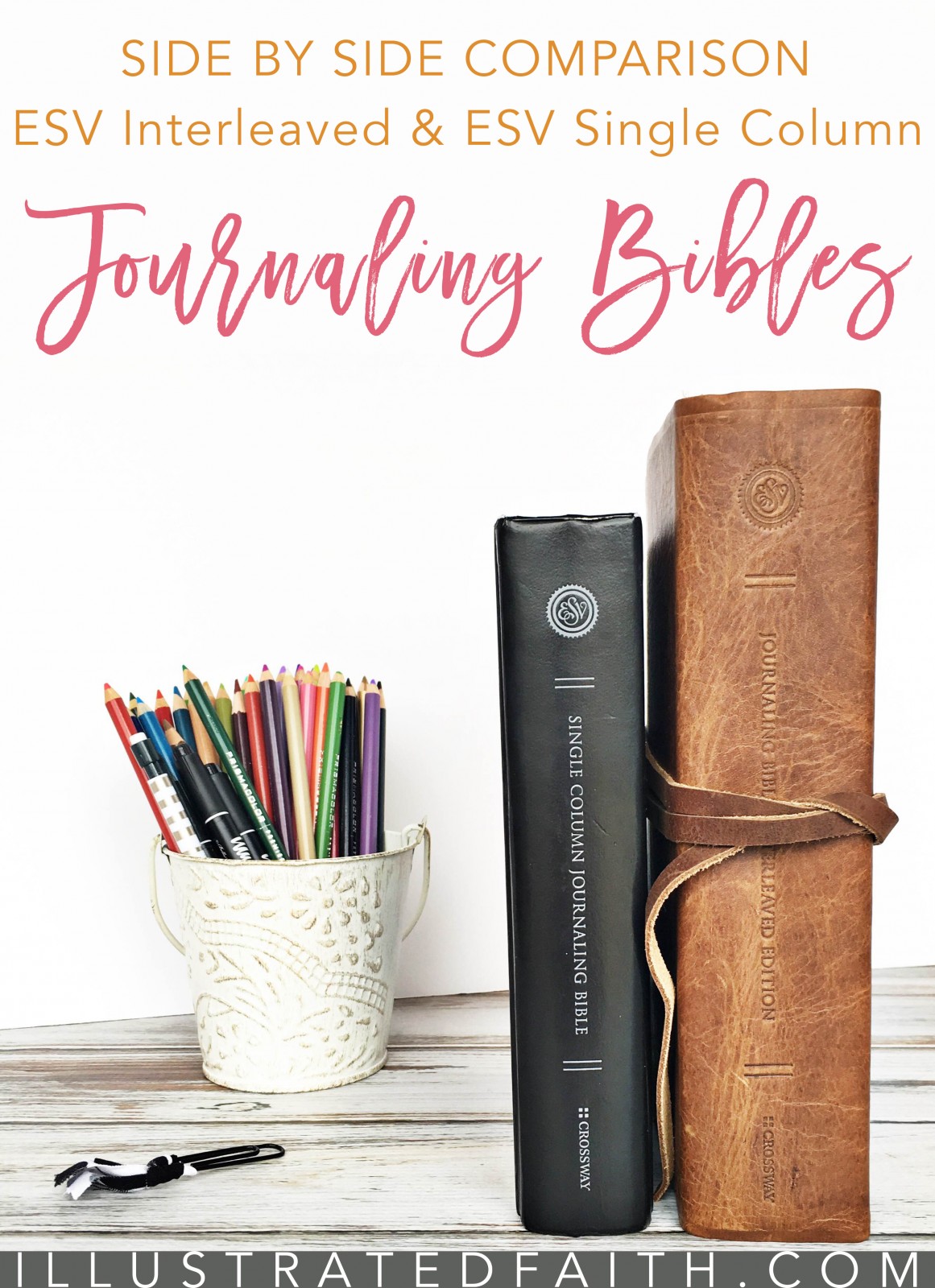 Heather Greenwood is comparing the ESV Interleaved Journalinng Bible with the ESV Single Column Journaling Bible