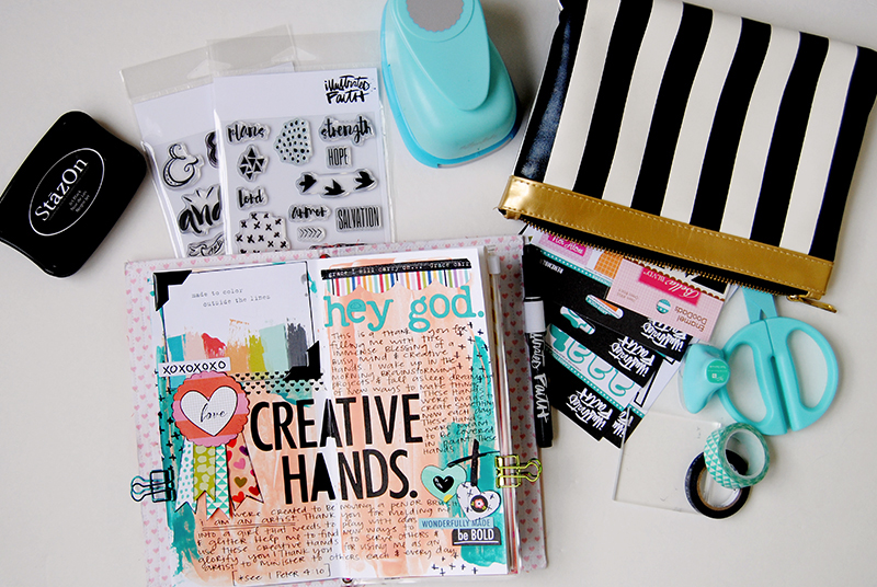 Elaine Davis is creating in her prayer journal and sharing with us what it means to illustrate your faith and that we can do it outside of the margins of our Bible