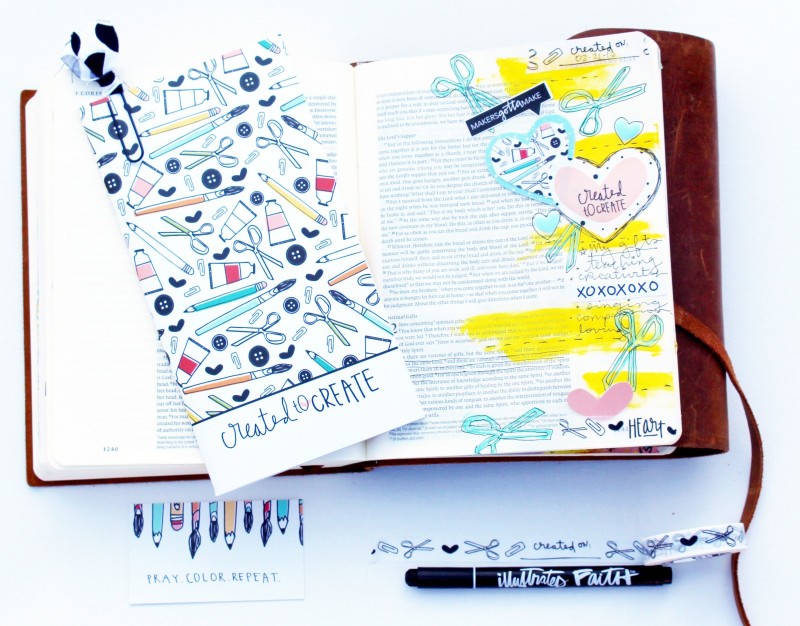 Janel MacLean is sharing her mixed media art journaling Bible page and what she is learning from the Illustrated Faith Created to Create devotional about creativity being a spiritual gift