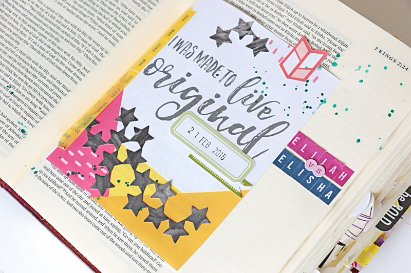 Natalie Elphinestone is creating with the freebie Illustrated Faith printables and sharing a video of how she uses them in her Journaling Bible.