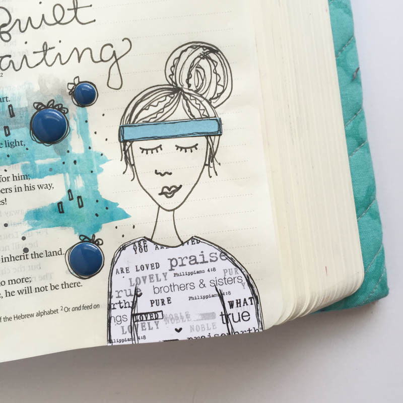 Bekah Blankenship is sharing with us her art journaling Bible and the need for quiet waiting.