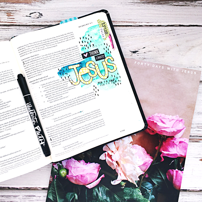 40 Days With Jesus - Heather Greenwood is sharing days 1 & 2 of  illustrating her faith in her Journaling Bible