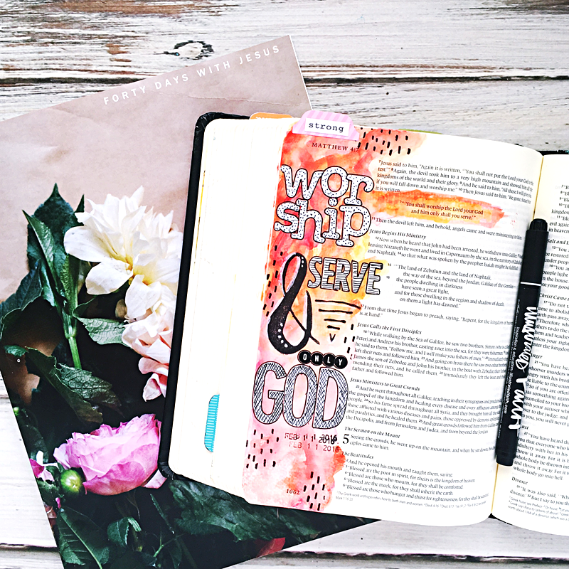40 Days With Jesus - Heather Greenwood is sharing days 1 & 2 of  illustrating her faith in her Journaling Bible