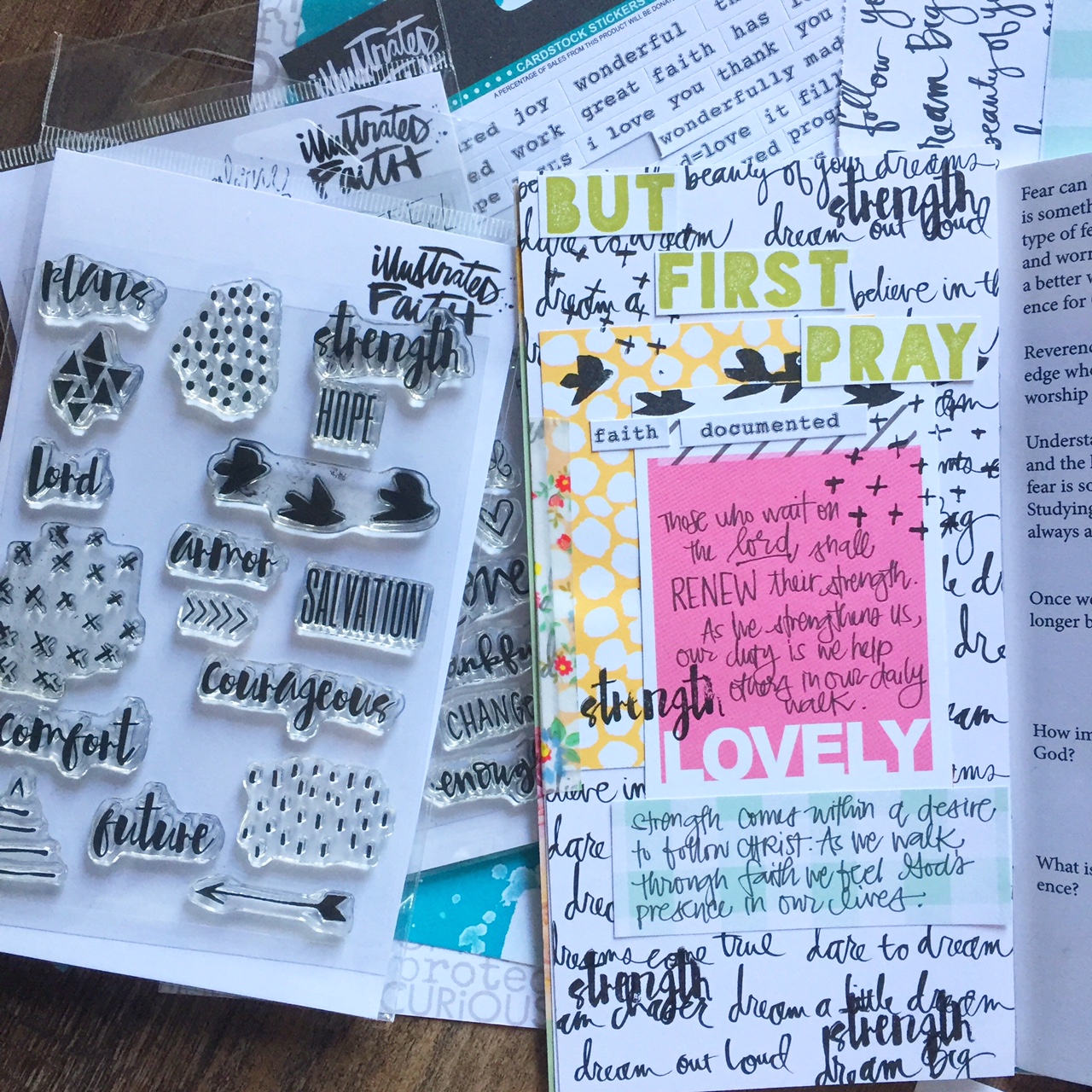 Florence Antonette is sharing a process video and her faith journaling using the Illustrated Faith His Love Never Fails devotional