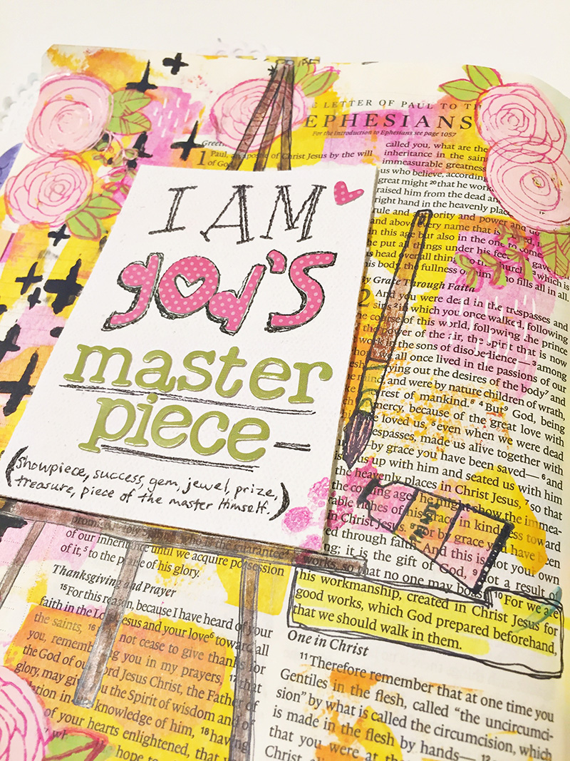 Gina M is illustrating her faith while going through the Illustrated Faith Beautiful devotional and sharing her heart for Ephesians 2:10, being God's masterpiece
