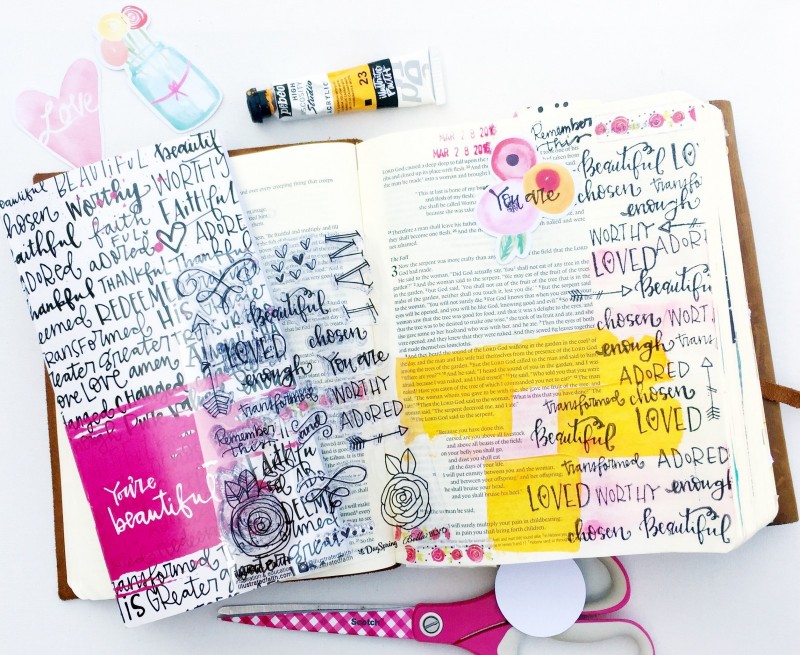 Janel MacLean is sharing with us her mixed media art journaling Bible pages as she's going through the Illustrated Faith Beautiful devotional