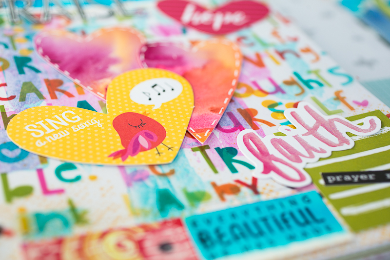 step by step process for this mixed media art journal page in the new Illustrated Faith Praise Book