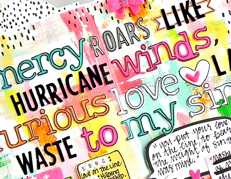 Stephanie Buice is sharing her mixed media art journal inspired by the song Love On The Line and walks us through her process for it