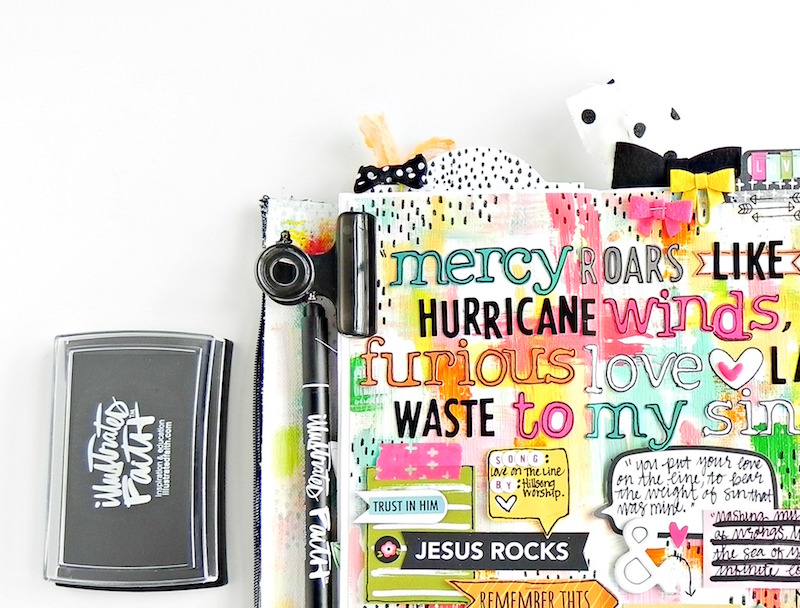 Stephanie Buice is sharing her mixed media art journal inspired by the song Love On The Line and walks us through her process for it