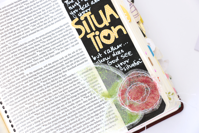 video tutorial by Natalie Elphinestone making glittery flowers to stick in your journaling Bible