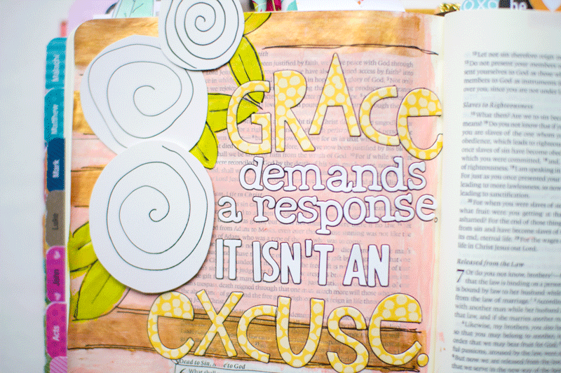 Leah challenges us to think about how we respond to God's grace with this beautiful mixed media art journaling Bible meditation from Romans 6