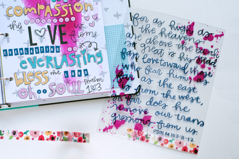 Jess Robyn is sharing her mixed media art journaling letters and scriptures from her Illustrated Faith Praise Book