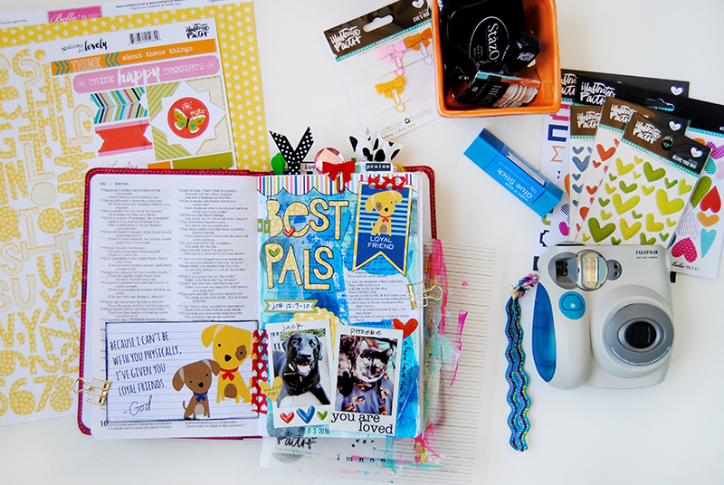 mixed media journaling Bible page by Elaine about including our pets