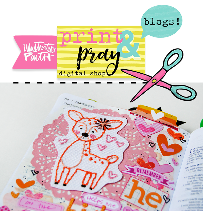 step by step tutorial using Illustrated Faith Print Pray Trace traceables for creating embroidered embellishments for your Journaling Bible by Elaine Davis