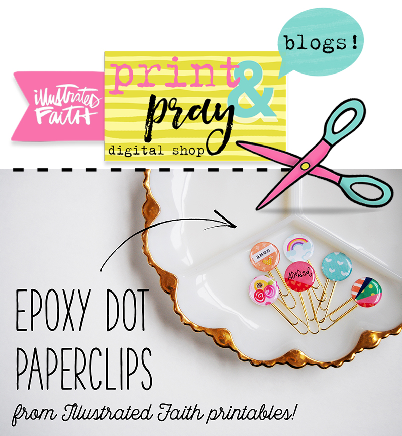 hybrid tutorial by Elaine Davis creating epoxy clips from Illustrated Faith printables