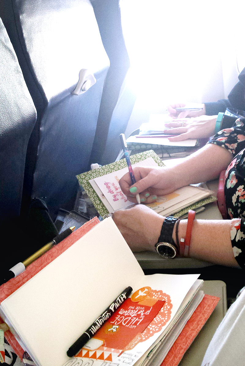 Elaine's traveling kit for illustrating her faith on the plane | traveler's notebook