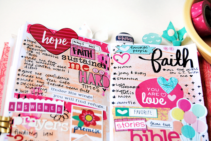 mixed media art bullet journaling list by Elaine Davis | Illustrated Faith Lists by Faith featuring Cori Spieker aka The Reset Girl