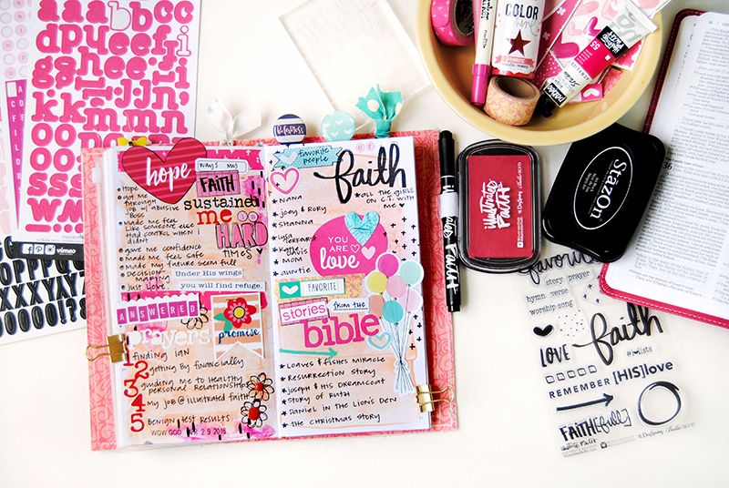 mixed media art bullet journaling list by Elaine Davis | Illustrated Faith Lists by Faith featuring Cori Spieker aka The Reset Girl