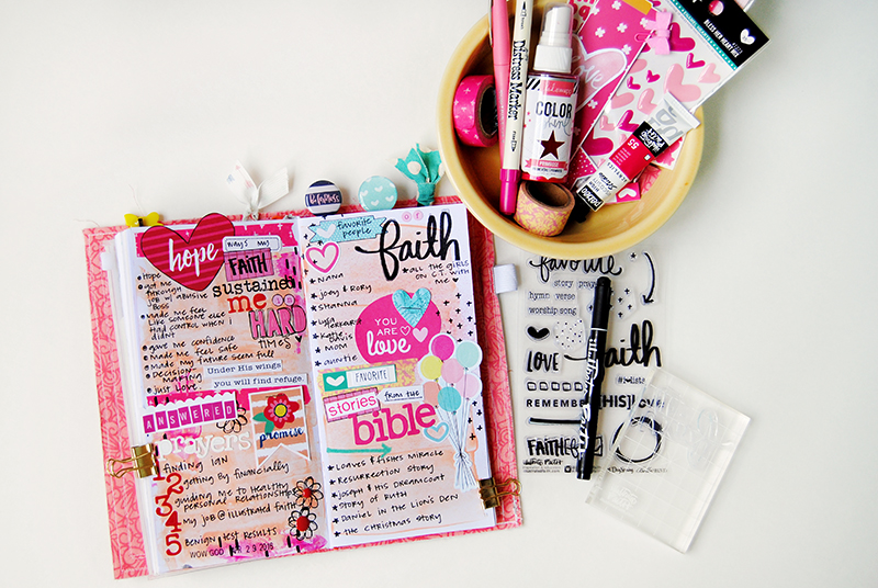 mixed media art bullet journaling list by Elaine Davis | Illustrated Faith Lists by Faith featuring Cori Spieker aka The Reset Girl