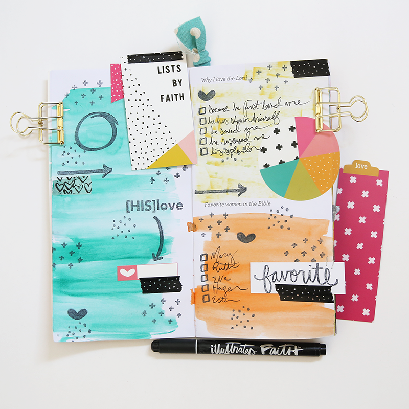 mixed media art journal list by Gina Lideros in the Illustrated Faith Lists by Faith kit featuring The Reset Girl