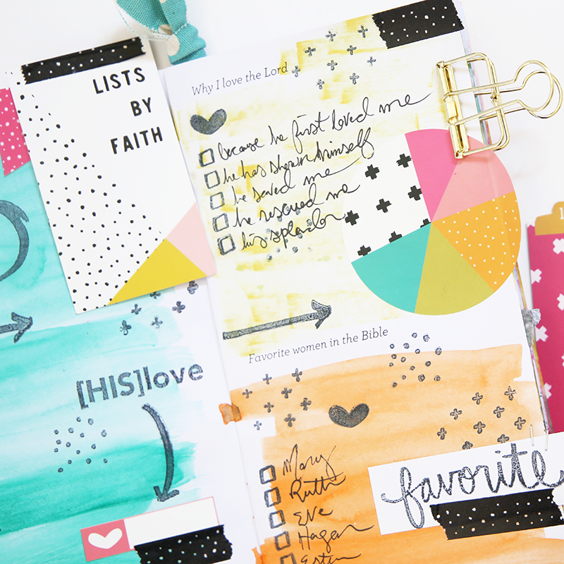mixed media art journal list by Gina Lideros in the Illustrated Faith Lists by Faith kit featuring The Reset Girl