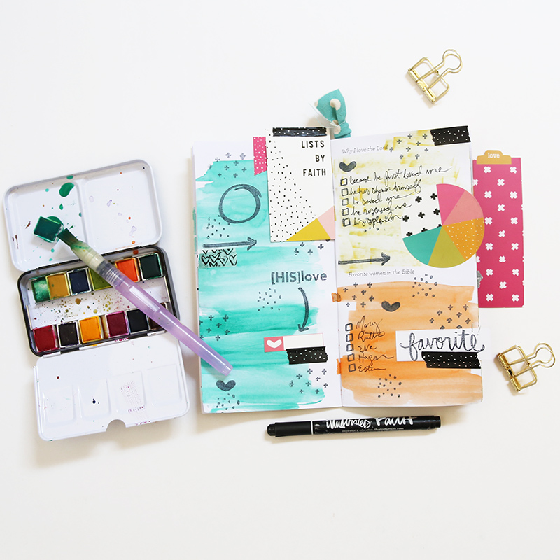 mixed media art journal list by Gina Lideros in the Illustrated Faith Lists by Faith kit featuring The Reset Girl