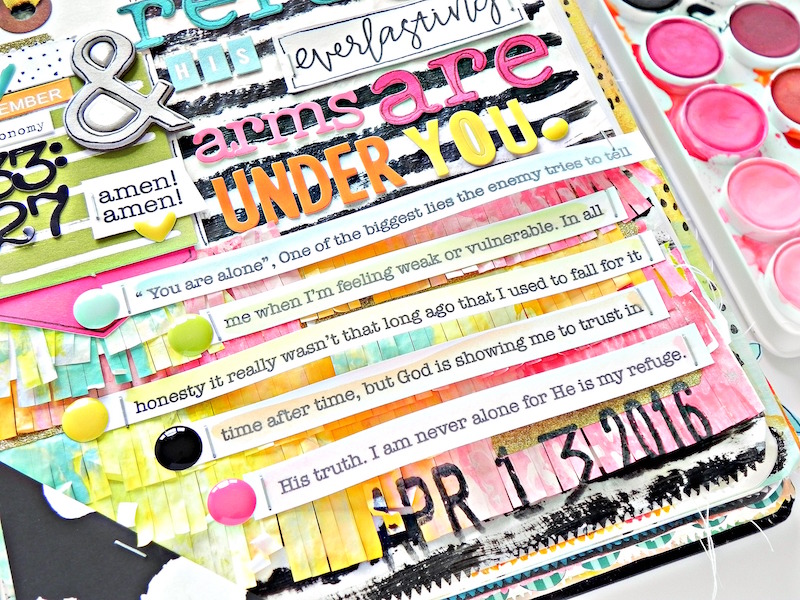 mixed media paper crafting art journal insert based on Deuteronomy 33:27 by Stephanie Buice