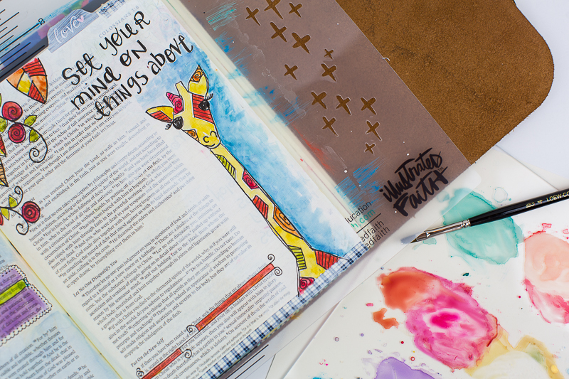 Amy Bruce shows how to add this adorable giraffe illustration to her Journaling Bible and shares the need to focus on things above