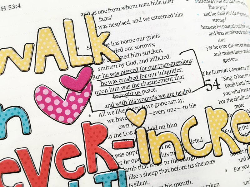 list of declarations and scriptures illustrated in her Journaling Bible by Bailey Jean Robert