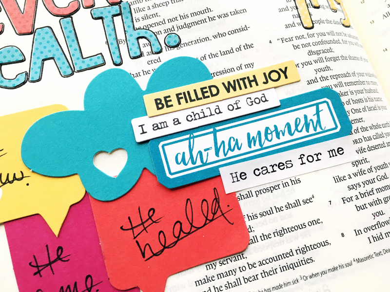 list of declarations and scriptures illustrated in her Journaling Bible by Bailey Jean Robert