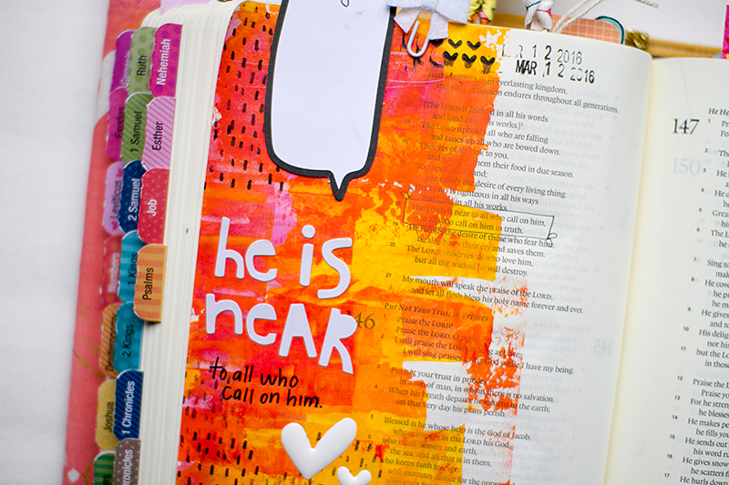 mixed media art journal reminder by Leah about always going to God as your best friend and having conversations with Him | Psalm 145:18