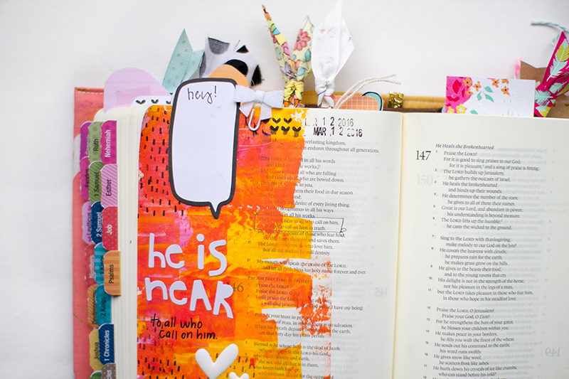 mixed media art journal reminder by Leah about always going to God as your best friend and having conversations with Him | Psalm 145:18