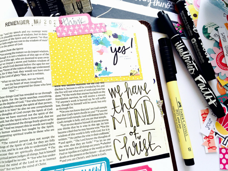 1Corinthains 2 - The Mind of Christ - bible journaling - mixed media - hand lettering - faith scrapbooking - bible art