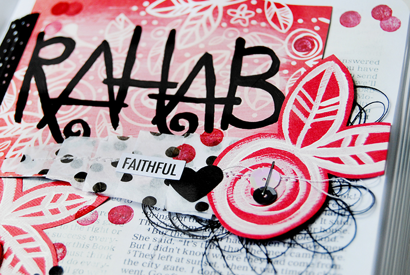mixed media paper crafting Bible journaling page by Elaine Davis | Rahab: Bad Girl, Big Faith