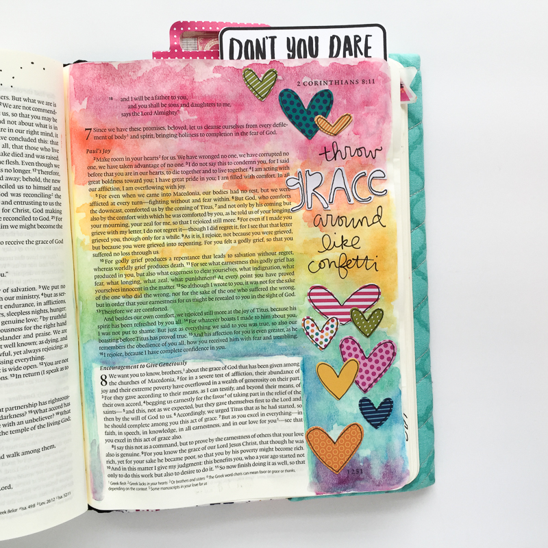 watercolor Bible journaling page giving generously by Bekah Blankenship | 2 Corinthians 8