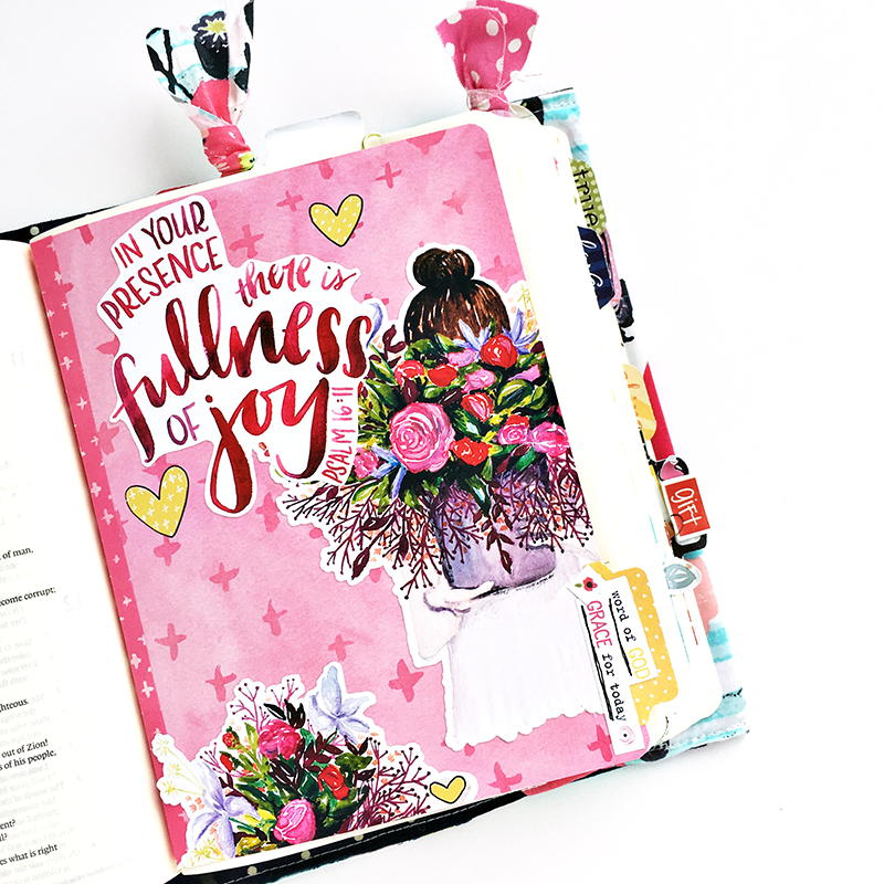 Offset Print and Cut Silhouette Step by Step Tutorial using the Illustrated Faith Print Pray Shop Printables | Psalm 16:11 | Bible Journaling | Illustrated Faith by Bella Blvd She Blooms Collection | Print Pray Paste Oh Happy Day by Brianna Showalter