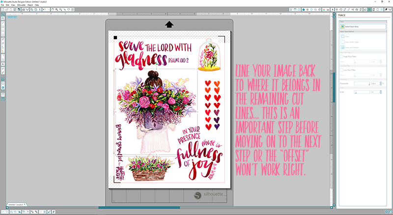 Offset Print and Cut Silhouette Step by Step Tutorial using the Illustrated Faith Print Pray Shop Printables | Psalm 16:11 | Bible Journaling | Illustrated Faith by Bella Blvd She Blooms Collection | Print Pray Paste Oh Happy Day by Brianna Showalter