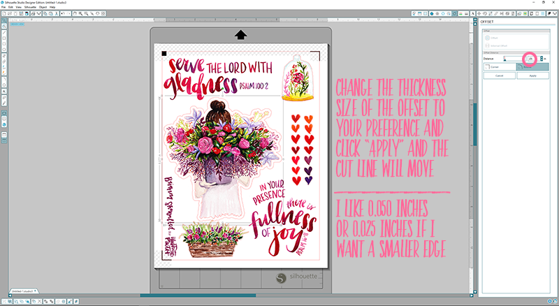 Offset Print and Cut Silhouette Step by Step Tutorial using the Illustrated Faith Print Pray Shop Printables | Psalm 16:11 | Bible Journaling | Illustrated Faith by Bella Blvd She Blooms Collection | Print Pray Paste Oh Happy Day by Brianna Showalter