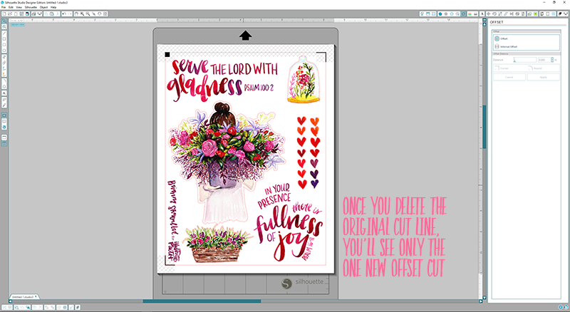 Offset Print and Cut Silhouette Step by Step Tutorial using the Illustrated Faith Print Pray Shop Printables | Psalm 16:11 | Bible Journaling | Illustrated Faith by Bella Blvd She Blooms Collection | Print Pray Paste Oh Happy Day by Brianna Showalter