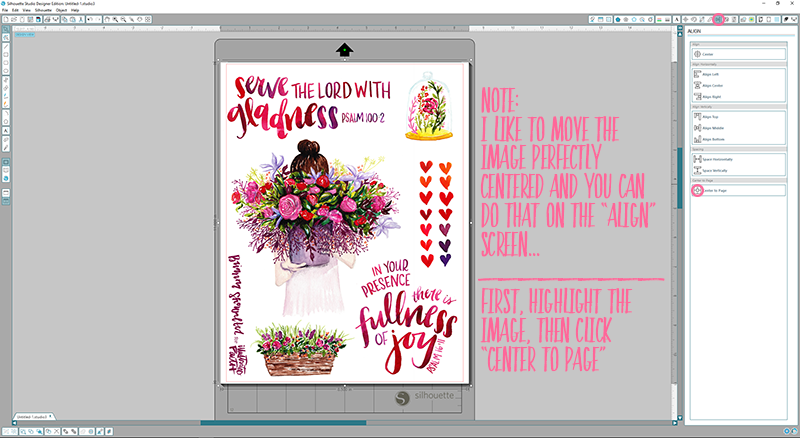 Offset Print and Cut Silhouette Step by Step Tutorial using the Illustrated Faith Print Pray Shop Printables | Psalm 16:11 | Bible Journaling | Illustrated Faith by Bella Blvd She Blooms Collection | Print Pray Paste Oh Happy Day by Brianna Showalter