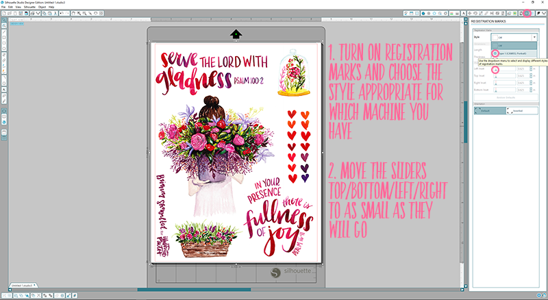 Offset Print and Cut Silhouette Step by Step Tutorial using the Illustrated Faith Print Pray Shop Printables | Psalm 16:11 | Bible Journaling | Illustrated Faith by Bella Blvd She Blooms Collection | Print Pray Paste Oh Happy Day by Brianna Showalter