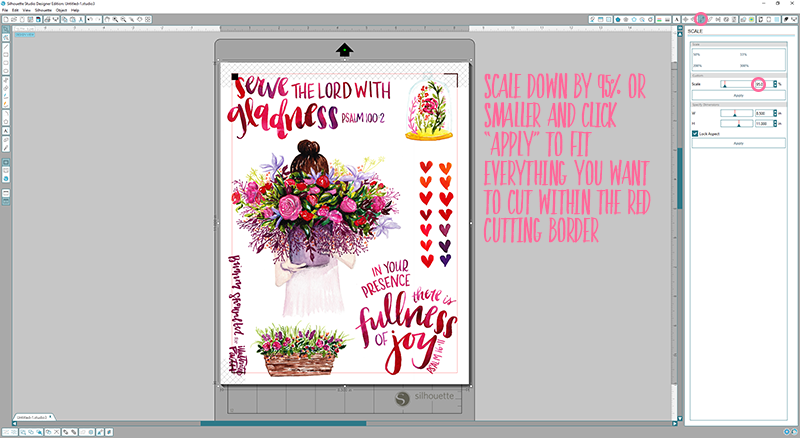 Offset Print and Cut Silhouette Step by Step Tutorial using the Illustrated Faith Print Pray Shop Printables | Psalm 16:11 | Bible Journaling | Illustrated Faith by Bella Blvd She Blooms Collection | Print Pray Paste Oh Happy Day by Brianna Showalter