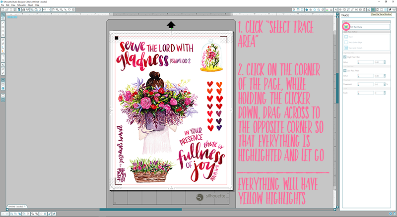 Offset Print and Cut Silhouette Step by Step Tutorial using the Illustrated Faith Print Pray Shop Printables | Psalm 16:11 | Bible Journaling | Illustrated Faith by Bella Blvd She Blooms Collection | Print Pray Paste Oh Happy Day by Brianna Showalter
