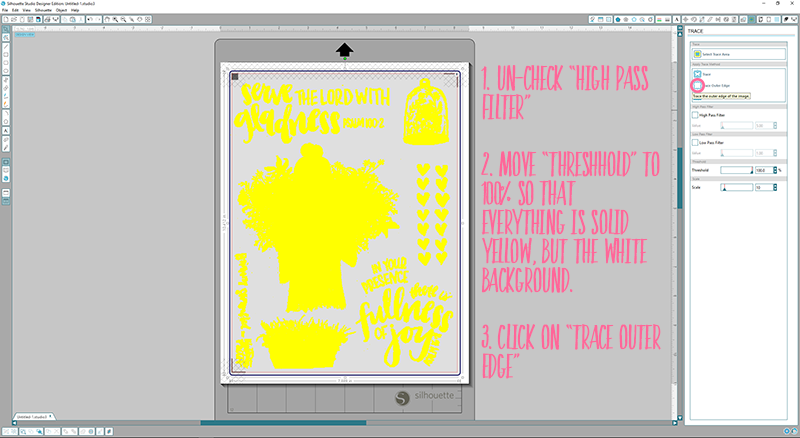Offset Print and Cut Silhouette Step by Step Tutorial using the Illustrated Faith Print Pray Shop Printables | Psalm 16:11 | Bible Journaling | Illustrated Faith by Bella Blvd She Blooms Collection | Print Pray Paste Oh Happy Day by Brianna Showalter