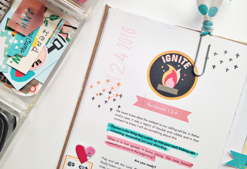mixed media faith art journaling process video by Andrea Gray | Illustrated Faith Revival Camp: Ignite